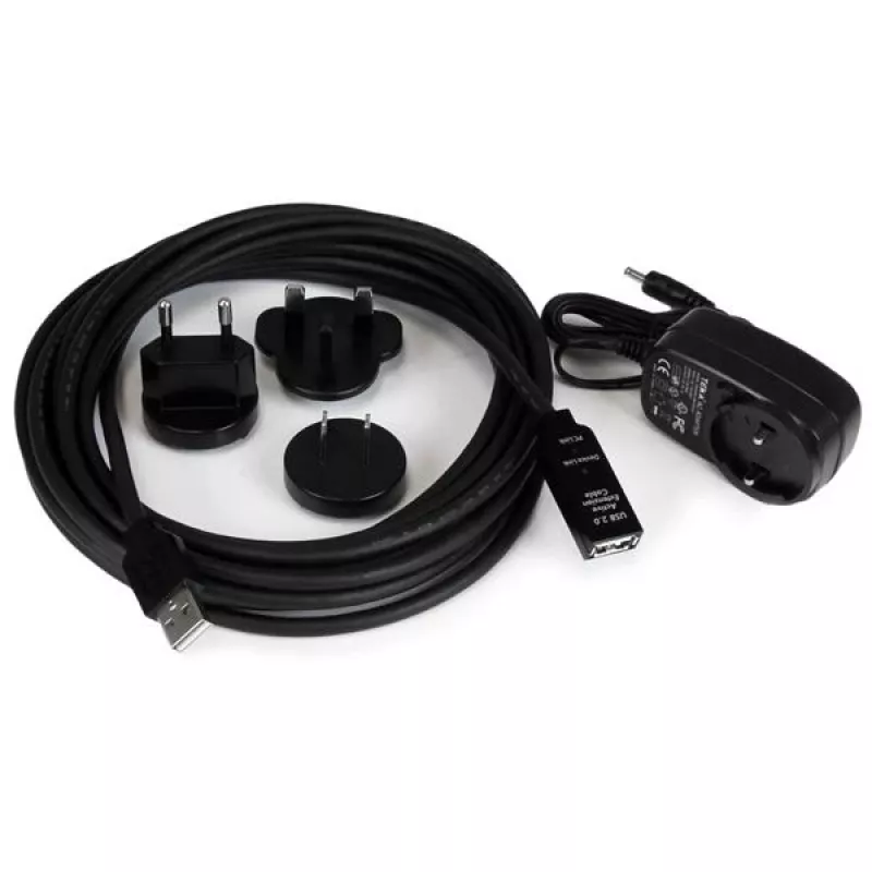 StarTech.com 5m USB 2.0 Active Extension Cable - M/F, 5 m, USB A, USB A, USB 2.0, Male/Female, Black