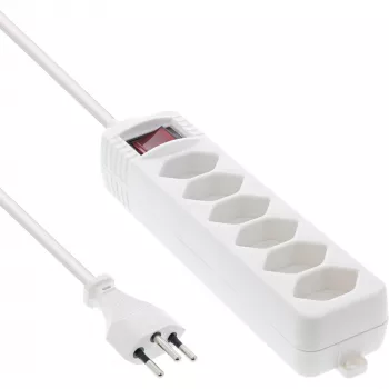 InLine Power strip SWITZERLAND, 6-way, with switch, 1.5m, white