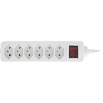 InLine Power strip SWITZERLAND, 6-way, with switch, 1.5m, white