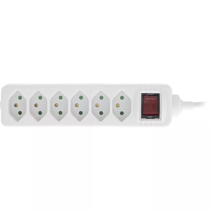 InLine Power strip SWITZERLAND, 6-way, with switch, 1.5m, white