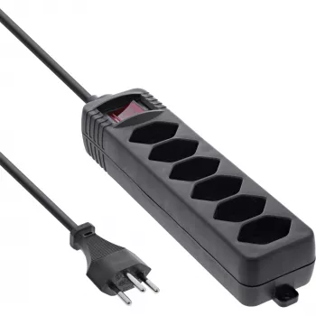 InLine Power Strip 6 Port Swiss Type with power-switch black 1.5m