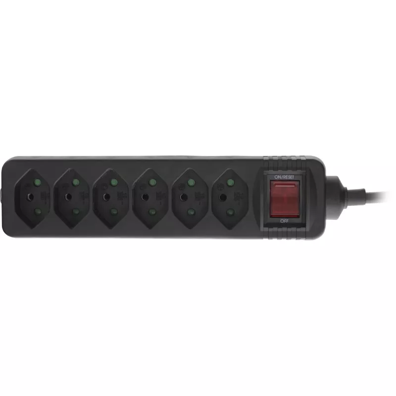 InLine Power Strip 6 Port Swiss Type with power-switch black 1.5m