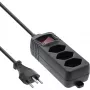 InLine Socket strip SWITZERLAND, 3-way, with switch, 1.5m, black
