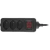 InLine Socket strip SWITZERLAND, 3-way, with switch, 1.5m, black