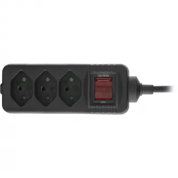 InLine Socket strip SWITZERLAND, 3-way, with switch, 1.5m, black