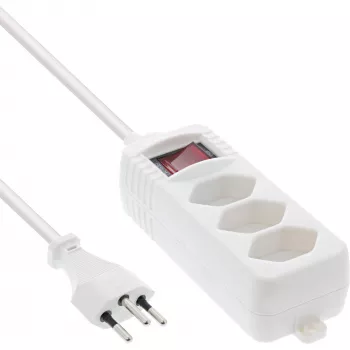 InLine Socket strip SWITZERLAND, 3-way, with switch, 1.5m, white
