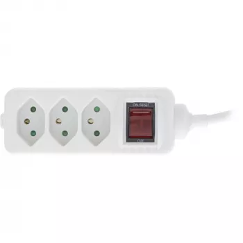 InLine Socket strip SWITZERLAND, 3-way, with switch, 1.5m, white