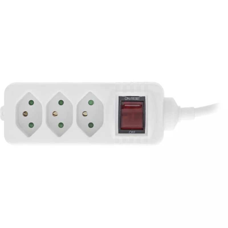 InLine Socket strip SWITZERLAND, 3-way, with switch, 1.5m, white
