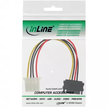 SATA Power Adapter Cable 15 Pin female / 4 Pin male 0.30m InLine 29669A