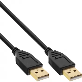 InLine USB 2.0 cable, AM/AM, black, gold plated contacts, 3m