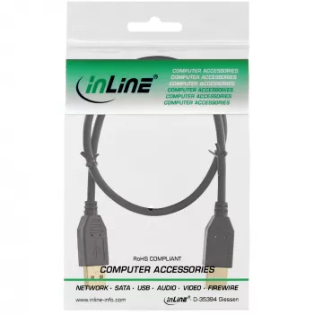 InLine USB 2.0 cable, AM/AM, black, gold plated contacts, 5m