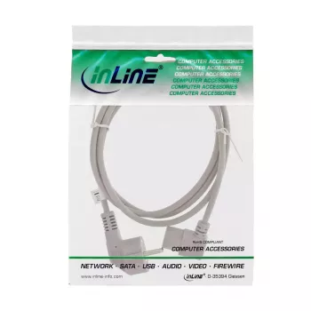 InLine Power cable, CEE 7/7 angled / 3pin IEC C13 angled, grey,1.8m