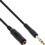 InLine Headphone extension cable 6.3mm Stereo M/F, gold plated, black, 1m