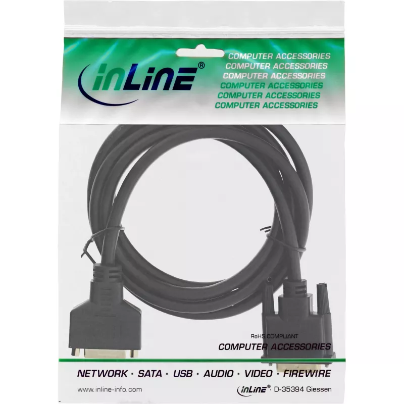 DVI-D Cable Premium 24+1 male to female Dual Link gold plated 3m InLine 17763P