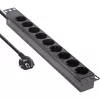 InLine 19 inch Socket strip, 9-way earthing contact, without switch, 2m, black
