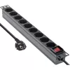 InLine 19 inch socket strip, 9-way earthing contact, with switch, 2m, black