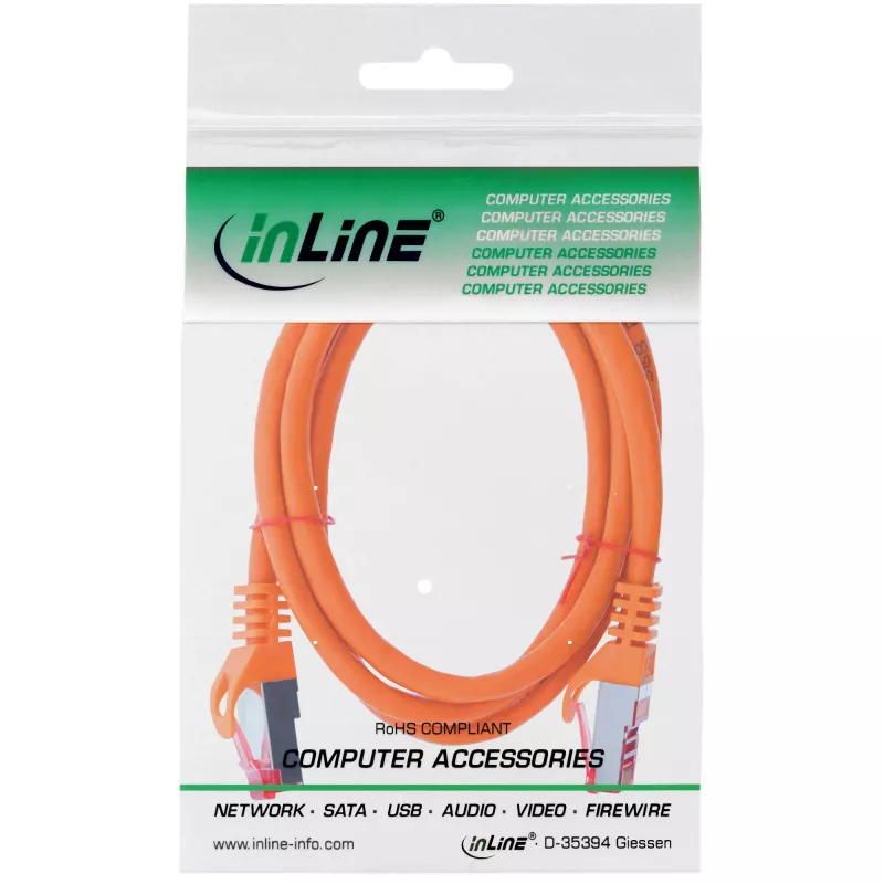 InLine Patch Cable S/FTP PiMF Cat.6 250MHz PVC copper orange 1.5m