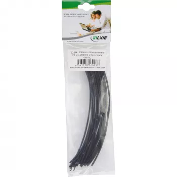 Heat-shrink tubing InLine 200 mm, shrink ratio 2 mm → 1 mm, 20 pcs, black