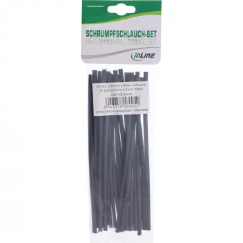 Heat-shrink tubing InLine 200 mm, shrink ratio 4 mm to 2 mm, 20 pcs, black
