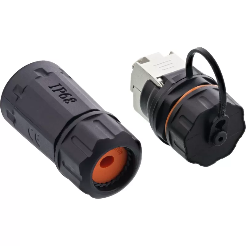 InLine Cat.6A coupling set, waterproof IP68, 2x RJ45 F/F, 1:1