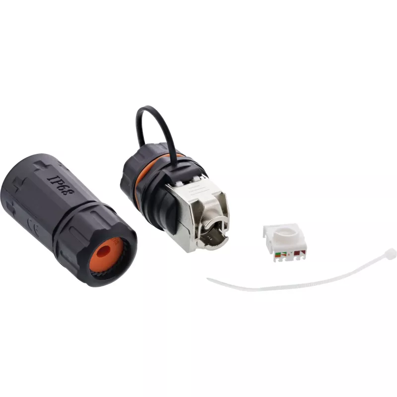 InLine Cat.6A coupling set, waterproof IP68, 2x RJ45 F/F, 1:1