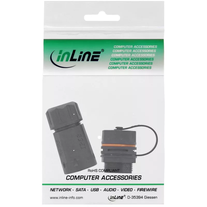 InLine Cat.6A coupling, waterproof IP68, 2x RJ45 F/F, 1:1