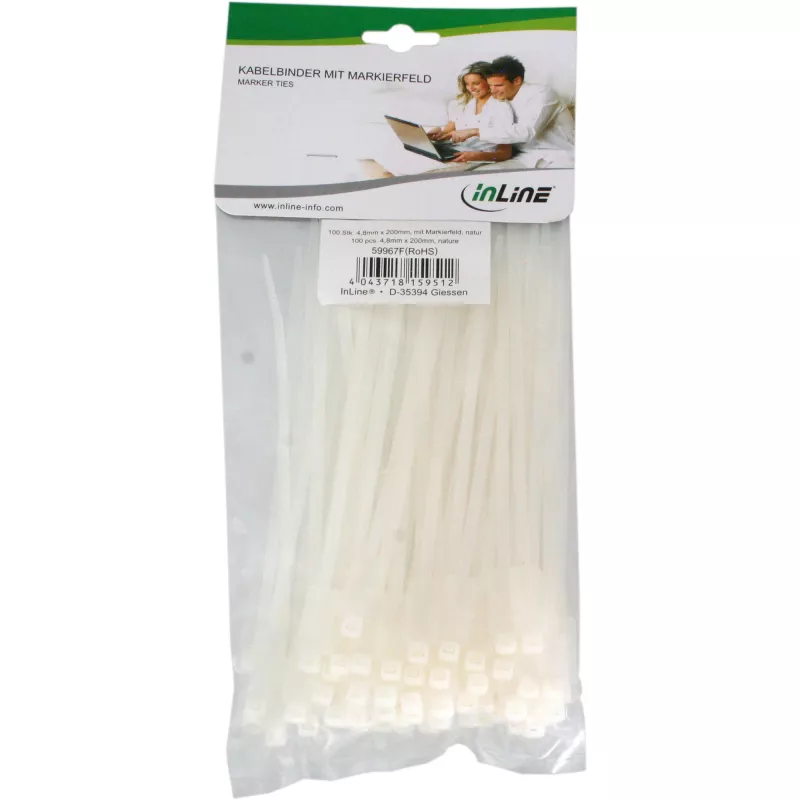 Cable ties InLine Marker Ties 200 mm x 4.8 mm, nylon, 100 pcs, natural