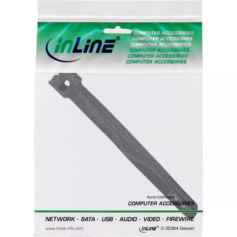 InLine Cable tie Straps hook-and-loop fastener 180x12mm 10 pcs. black
