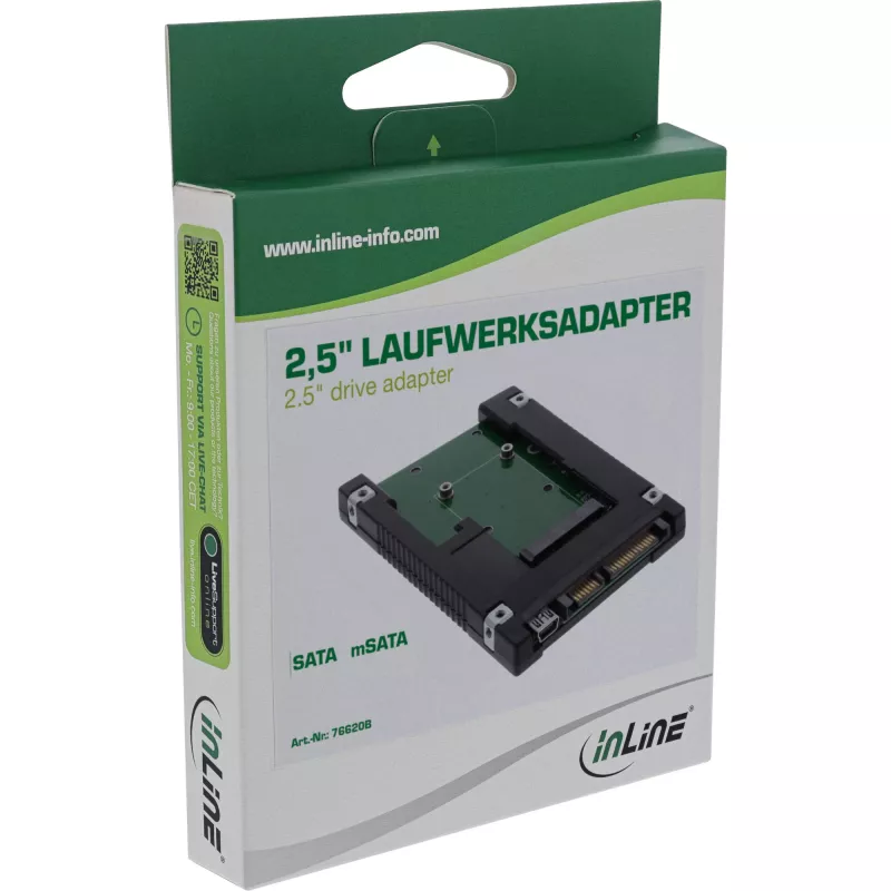InLine Drive Adapter 2.5 inch SATA to mSATA SSD 76620B Black