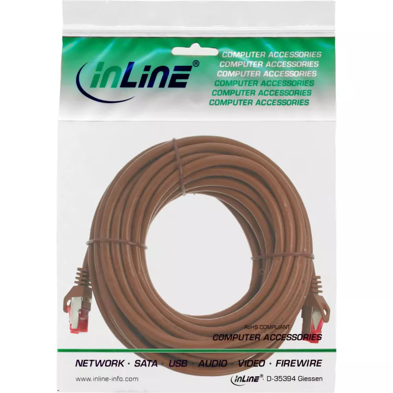 InLine Patch Cable S/FTP PiMF Cat.6 250MHz PVC copper brown 20m