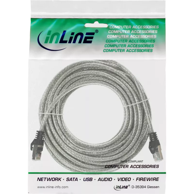 InLine Patch Cable SF/UTP Cat.5e transparent 15m