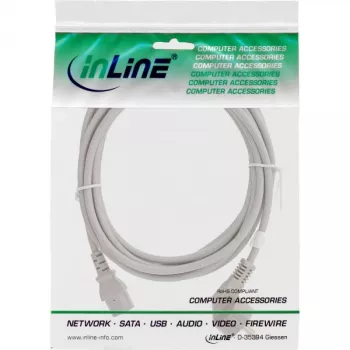 InLine power cable, CEE 7/7 angled / 3pin IEC C13 male, grey, 1.5m