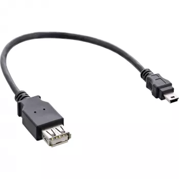 InLine USB 2.0 Cable A female / Mini 5 Pin male 0.2m, 0.2 m, Mini-USB B, USB A, USB 2.0, Male/Female, Black