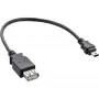 InLine USB 2.0 Cable A female / Mini 5 Pin male 0.2m, 0.2 m, Mini-USB B, USB A, USB 2.0, Male/Female, Black