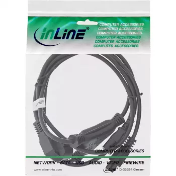 InLine Y-power cable CEE 7/7 male angled / 3pin IEC C13 and C5 male, 2m