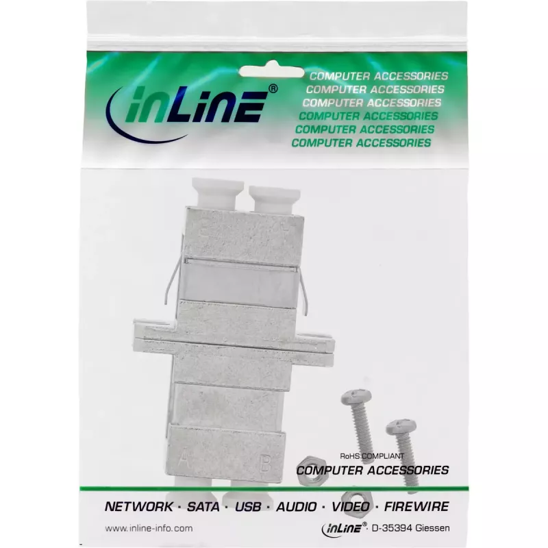 InLine Fiber Optical Adapter Metal Duplex LC/LC SM Ceramic Sleeve with Flange