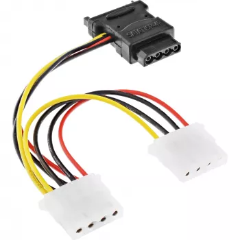 SATA Power Cable SATA female / 3x 4pin Molex male 0.15m InLine 29679