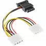 SATA Power Cable SATA female / 3x 4pin Molex male 0.15m InLine 29679