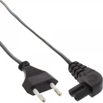 InLine power cable, Euro male / Euro8 male angled, black, 2m
