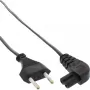 InLine power cable, Euro male / Euro8 male angled, black, 2m