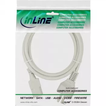 InLine power cable, CEE 7/7 straight / 3pin IEC C13 male, grey, 1.5m