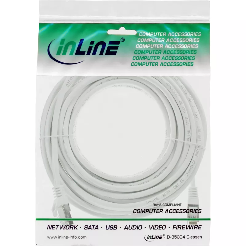 InLine Patch Cable SF/UTP Cat.5e white 10m