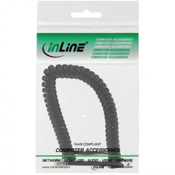 InLine Telephone Coiled Cord RJ10 4P4C black 4m