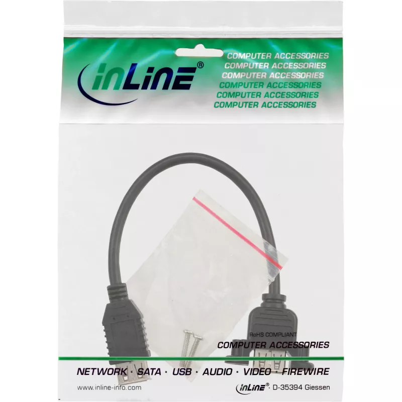 InLine USB 2.0 Adapter Cable Type A female / Chassis Connector Type A, 0.2m