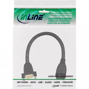 InLine HDMI Adapter Cable TypeA female/A female w/flange gold plated 4K2K, 0,2m