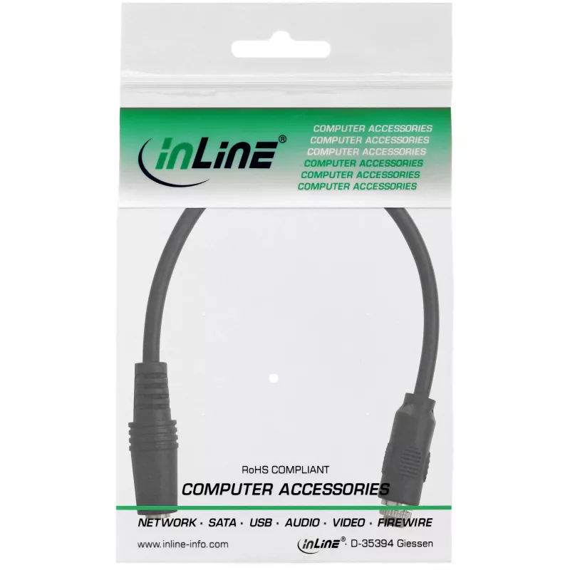 InLine Audio adapter cable, 3.5mm Stereo female to female, with one tread, 0.2m