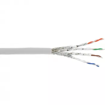 InLine Patch Cable S/FTP PiMF Cat.6A halogen free 500MHz white 100m