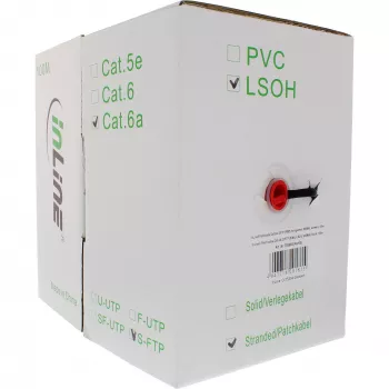 InLine Patch Cable S/FTP PiMF Cat.6A halogen free 500MHz black 100m