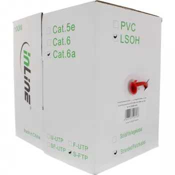 InLine Patch Cable S/FTP PiMF Cat.6A halogen free 500MHz red 100m