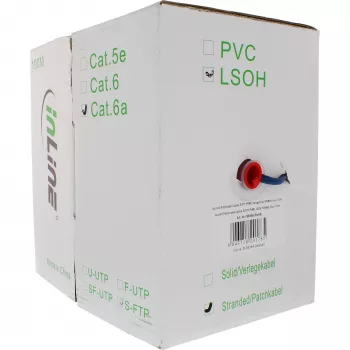 InLine Patch Cable S/FTP PiMF Cat.6A halogen free 500MHz blue 100m